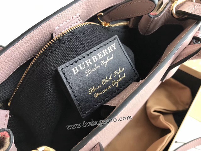 Burberry專門店新款小號粉色托特包 巴寶莉粒面小牛皮手提女包 yxb1171